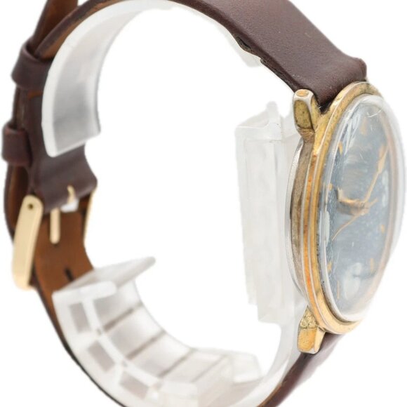 Vintage 35mm Timex Denim Print Dial Men\'s Mechanical Wristwatch Gold Tone main image 5